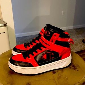 Little boys shoes, champion, good condition, size 12, red and black